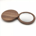 Mulheres redondas Beauty Wood Hand Pocket Mirror